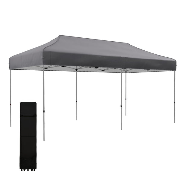 English Elm Outsunny 10' X 20' Instant Pop-Up Canopy Tent – Adjustable Height, Portable Shelter For Events, Gray W2225P200838-GIGA
