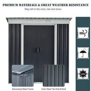 English Elm Outsunny 6' X 4' Lean-To Garden Shed - Durable Outdoor Storage With Double Sliding Doors & Vents W2225P164062-GIGA