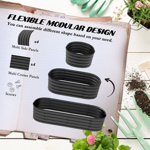 English Elm Outsunny 4.9' X 2' Galvanized Metal Raised Garden Bed Kit - Durable Elevated Planter For Easy Diy Gardening W2225P172534-GIGA