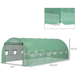 English Elm Outsunny 19.7' X 9.8' Heavy Duty Greenhouse Cover With 12 Windows, Zippered Door & Uv Protection W2225P164080-GIGA