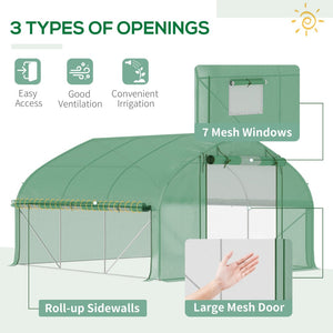 English Elm Outsunny 11.5' X 10' Walk-In Tunnel Greenhouse With Zippered Door, 7 Windows & Durable Steel Frame W2225P164127-GIGA