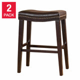 Christopher Knight Home® - Noble House - Kainu Contemporary Upholstered Saddle Counter Stool with Nailhead Trim (Set of 2)