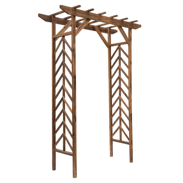English Elm Outsunny 79In Classic Wooden Garden Arbor Arch Trellis For Climbing Vines & Elegant Ceremonies W2225P172567-GIGA
