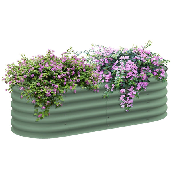 English Elm Outsunny 4.9' X 2' Galvanized Raised Garden Bed Kit - Durable Elevated Planter For Flowers & Veggies W2225P172528-GIGA