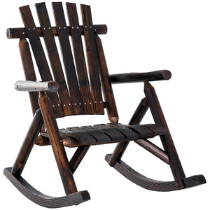 English Elm Outsunny Rustic Adirondack Wooden Rocking Chair - Comfortable, Durable, High Backrest For Outdoor Relaxation W2225P172577-GIGA