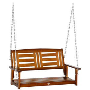 English Elm Outsunny 2 Person Outdoor Swing Bench With Pine Wood Frame & Adjustable Chains For Patios & Gardens W2225P172580-GIGA