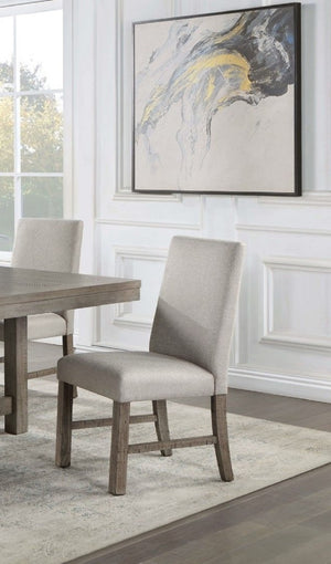 English Elm Elegant Rustic Gray Solid Wood Dining Chairs Set of 2 with Upholstered Seats, Stretchers, Padded Comfort B011P162632