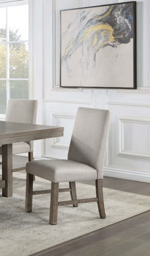English Elm Elegant Rustic Gray Solid Wood Dining Chairs Set of 2 with Upholstered Seats, Stretchers, Padded Comfort B011P162632