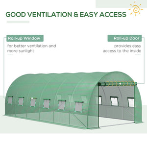 English Elm Outsunny 19.7' X 9.8' Heavy Duty Greenhouse Cover With 12 Windows, Zippered Door & Uv Protection W2225P164080-GIGA
