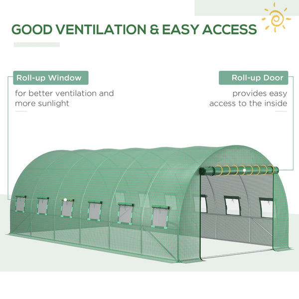 English Elm Outsunny 19.7' X 9.8' Heavy Duty Greenhouse Cover With 12 Windows, Zippered Door & Uv Protection W2225P164080-GIGA