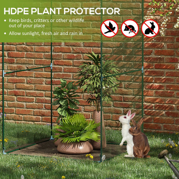 English Elm Outsunny 4' X 4' Crop Cage - Durable Plant Protection Tent With Zippered Access For Your Garden W2225P172492-GIGA