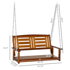 English Elm Outsunny 2 Person Outdoor Swing Bench With Pine Wood Frame & Adjustable Chains For Patios & Gardens W2225P172580-GIGA