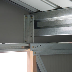 English Elm Outsunny Galvanized Steel Outdoor Storage Shed with Sliding Doors and Ventilation W2225P164060