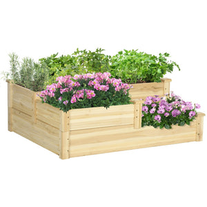 English Elm Outsunny 3 Tier Wooden Raised Garden Bed - Stylish Planter Box For Vegetables, Herbs & Flowers, 42.5" W2225P172573-GIGA
