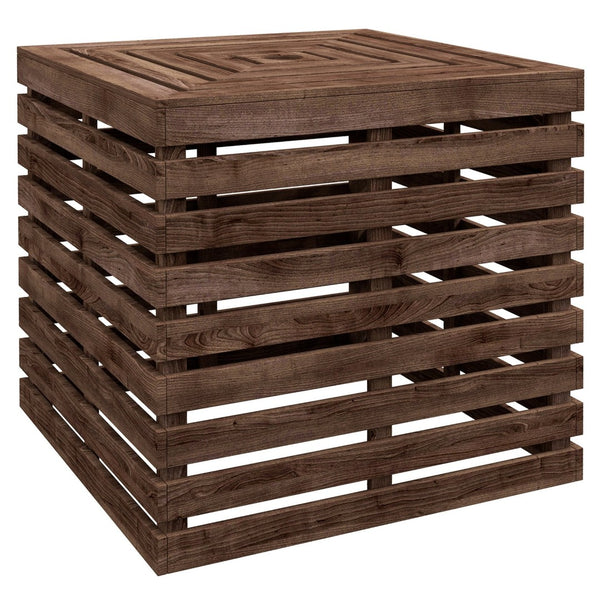 English Elm Outsunny Solid Wood Patio Storage Box with Umbrella Hole and Flat Top Table Surface W2225P164088