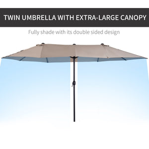 English Elm Outsunny Extra Large 15Ft Double-Sided Patio Umbrella With Crank, Vents For Superior Outdoor Comfort W2225P164052-GIGA