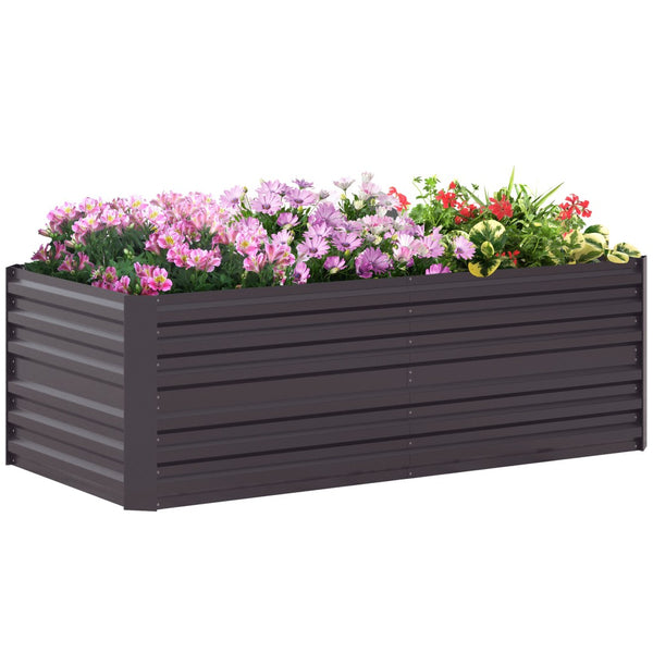 English Elm Outsunny Galvanized Raised Garden Bed Kit - Durable 6' X 3' Metal Planter For Vegetables & Herbs W2225P172571-GIGA