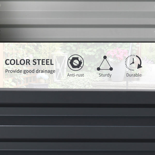 English Elm Outsunny 4' Galvanized Raised Garden Bed - Sturdy Planter Box For Vegetables, Herbs, And Flowers W2225P172556-GIGA