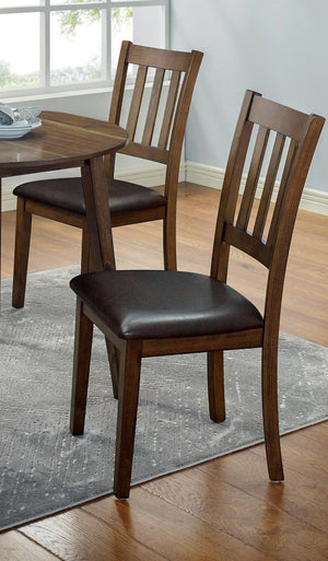 English Elm Kitchen Walnut 5pc Round Dining Set with Padded Leatherette Seats, Solid Wood Ladder-Back Chairs, Space-Saving Design B011P162634