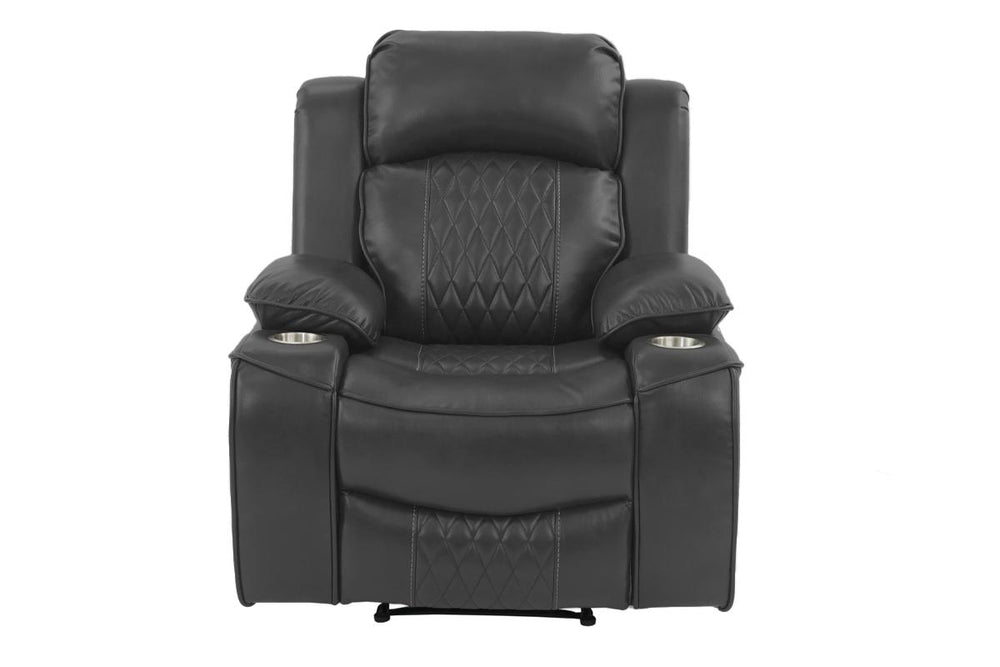 English Elm Power Motion Recliner Chair Charcoal Gel Leatherette w/ Cup Holders USB Light Wireless Charge Storage B011P162630