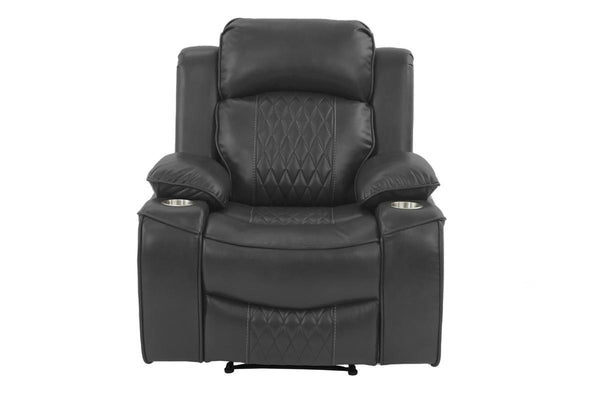 English Elm Power Motion Recliner Chair Charcoal Gel Leatherette w/ Cup Holders USB Light Wireless Charge Storage B011P162630
