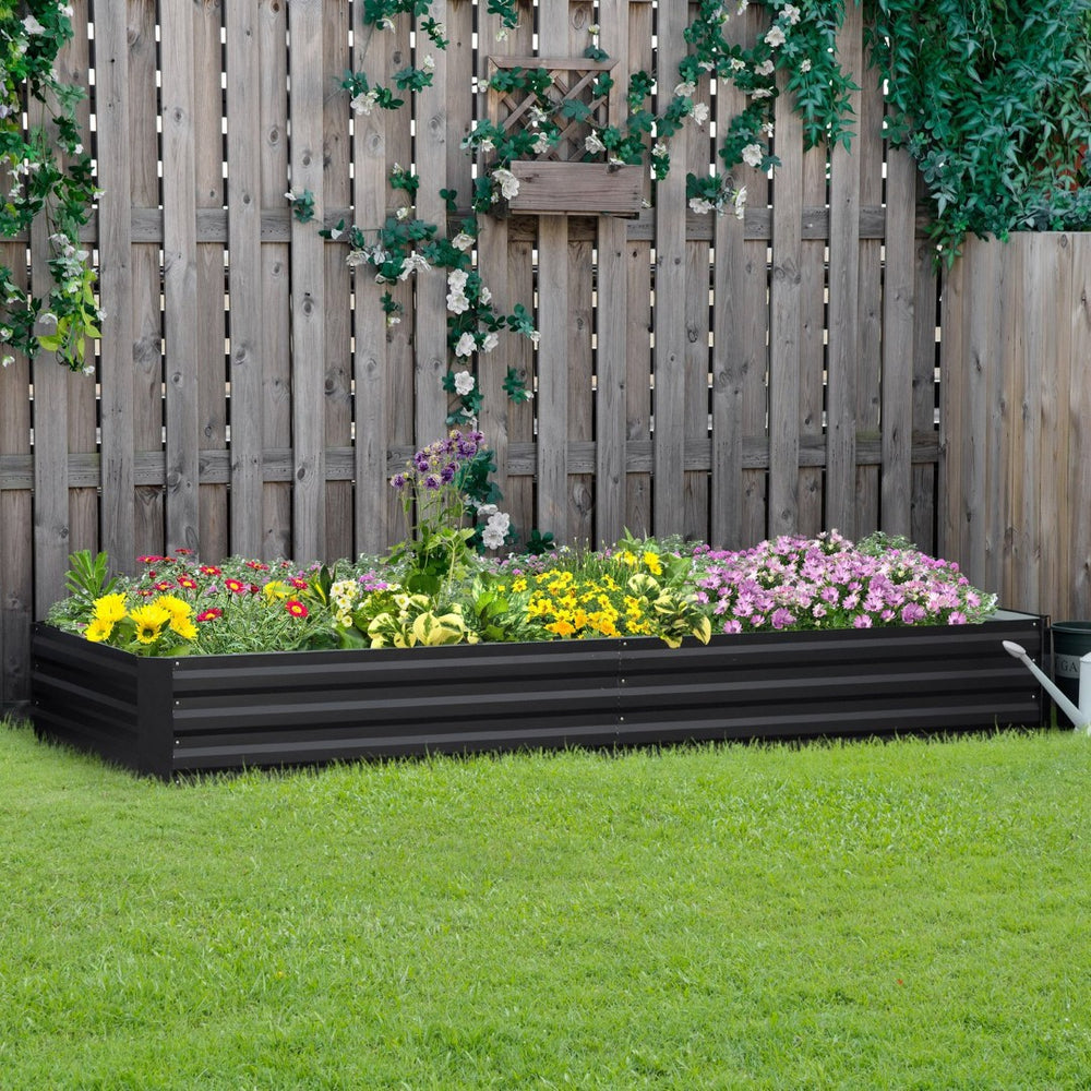 English Elm Outsunny Galvanized Raised Garden Bed 7.9' X 3' Metal Planter Box For Vegetables, Herbs & Flowers W2225P172487-GIGA