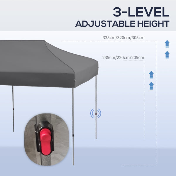 English Elm Outsunny 10' X 20' Instant Pop-Up Canopy Tent – Adjustable Height, Portable Shelter For Events, Gray W2225P200838-GIGA