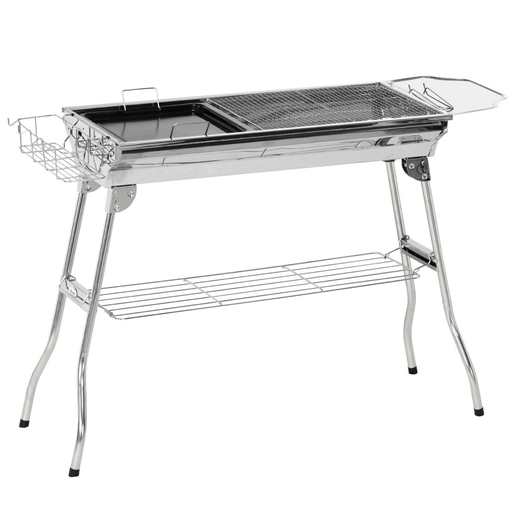 English Elm Outsunny Stainless Steel Folding Charcoal Hibachi Grill for Camping and Tailgate Use W2225P200823