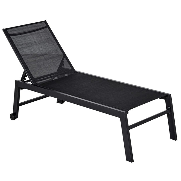 English Elm Outsunny Outdoor Lounge Chair - 5-Position Reclining, Portable With Wheels For Poolside Comfort & Style W2225P172495-GIGA