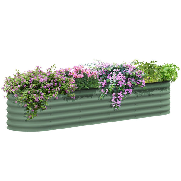 English Elm Outsunny 7.9' Galvanized Metal Raised Garden Bed Kit - Diy Elevated Planter For Flowers & Veggies W2225P172558-GIGA