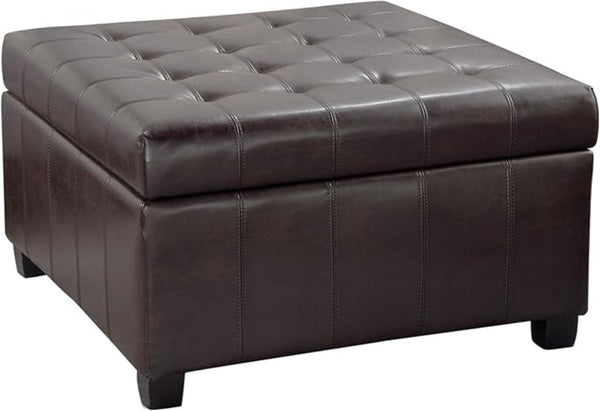 English Elm Isabella Tufted Storage Ottoman Plush Upholstered Seat for Living Room or Bedroom 52528.00PU
