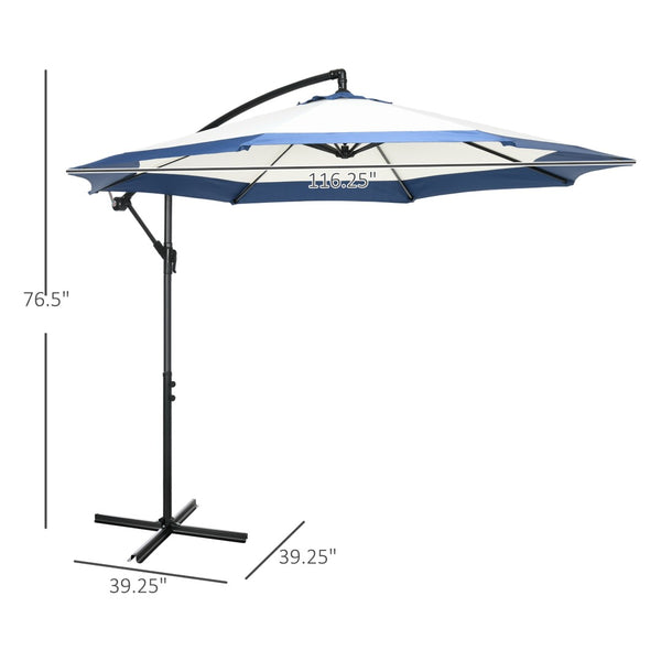 English Elm Outsunny 10Ft Cantilever Umbrella With Durable Steel Frame & Crank, Ideal For Patios, Pools, And Decks W2225P164110-GIGA