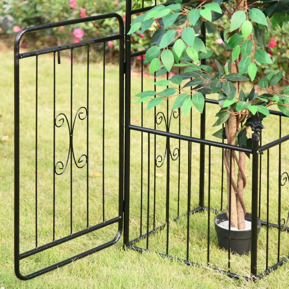 English Elm Outsunny 86" Metal Garden Arbor Arch With Trellis Sides, Lockable Gate, Perfect For Climbing Plants & Events W2225P172574-GIGA