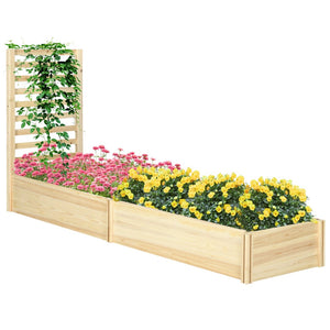 English Elm Outsunny Raised Garden Bed With Trellis, 2 Compartments, Easy Assembly For Outdoor Plants & Herbs W2225P172576-GIGA