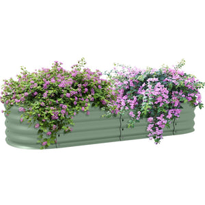 English Elm Outsunny Galvanized Steel Raised Garden Bed Kit - Durable Elevated Planter For Flowers & Veggies W2225P172542-GIGA