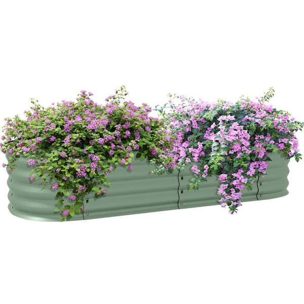 English Elm Outsunny Galvanized Steel Raised Garden Bed Kit - Durable Elevated Planter For Flowers & Veggies W2225P172542-GIGA