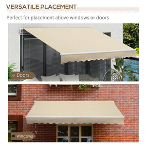 English Elm Outsunny 12' X 8' Retractable Awning For Patios – Uv & Water-Resistant Shade With Easy Manual Crank W2225P200859-GIGA