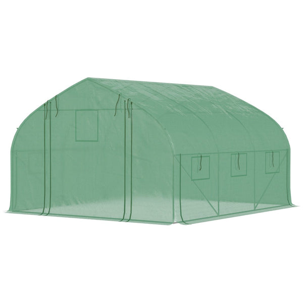 English Elm Outsunny 11.5' X 10' Walk-In Tunnel Greenhouse With Zippered Door, 7 Windows & Durable Steel Frame W2225P164127-GIGA