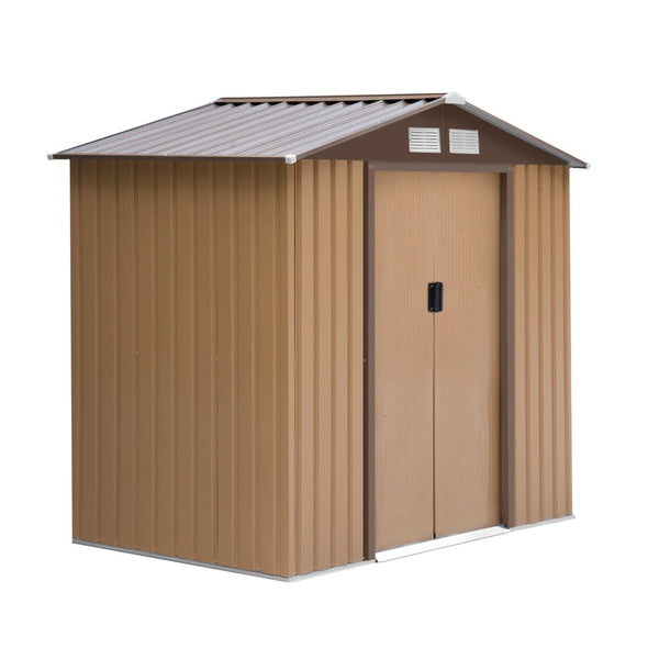 English Elm Outsunny Galvanized Steel Outdoor Storage Shed with Sliding Doors and Ventilation W2225P164060