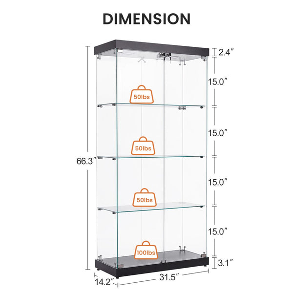 English Elm Glass Display Case Replacement Panel Set Six Piece Spare Kit for Full Visibility W1668141346