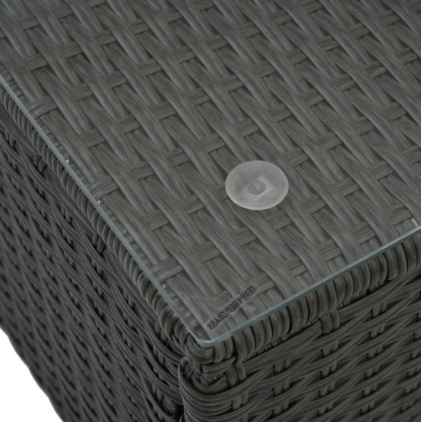 English Elm Patio Wicker Furniture Set – Stylish 7-Piece Outdoor Seating With Cushions & Glass Table, Dark Grey W1703S00032-GIGA