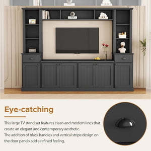 English Elm Minimalist Modular Wall Unit White Veneer Four Piece Living Room Storage System N721S000061B