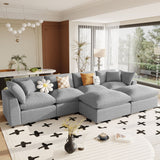 Modern U-Shape Sectional Sofa with Modular Flexibility and Plush Cushions