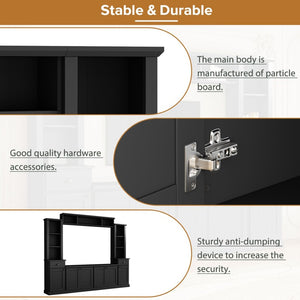 English Elm Minimalist Modular Wall Unit Four Piece Entertainment System Fits Tvs up to 75 Inches Black SD000031AAB