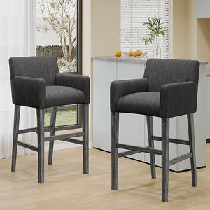 Christopher Knight Home® - Noble House - - Set Of 2 Upholstered 30.5 Inch Counter Stools - Charcoal/Gray