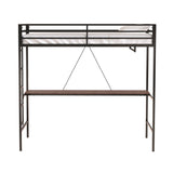 Christopher Knight Home® - Noble House - Adam Sturdy Twin Loft Bunk Black With Cinnamon Wood Desk And Closet Rod For Adult And Kids, And Easy Climbing With Sturdy Ladder, Space Saving