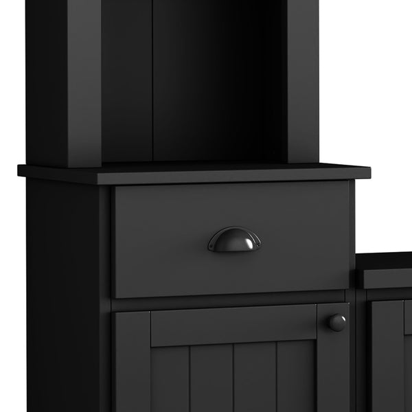 English Elm Minimalist Modular Wall Unit Four Piece Entertainment System Fits Tvs up to 75 Inches Black SD000031AAB