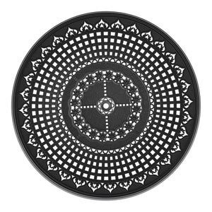 English Elm 7-Piece All-Weather Cast Aluminum Dining Set With 6 Swivel Chairs & Round Table For Outdoor Elegance P2 W1710S00450-GIGA