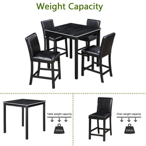 English Elm 5 Piece Counter Height Table Set - Modern Wooden Dining Set With Crystal Accents & Upholstered Chairs W1998S00038