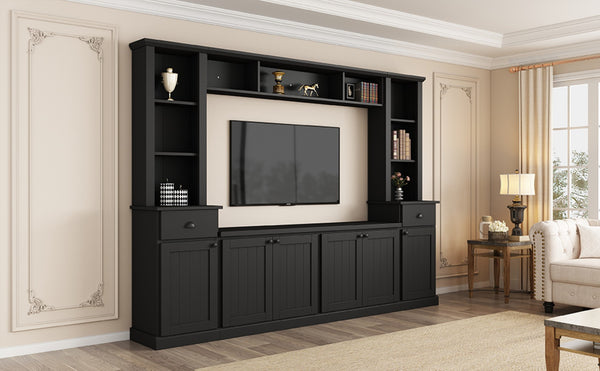 English Elm Minimalist Modular Wall Unit White Veneer Four Piece Living Room Storage System N721S000061B
